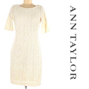 Ann Taylor Textured Off White/Ivory Sheath Dress- Sz. 4